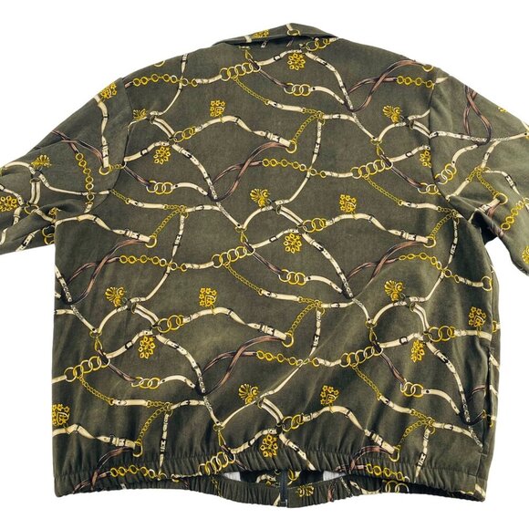 Bon Worth Vintage Full Zip Windbreaker Jacket Gold Tassel Link Print size Lp - Picture 5 of 5